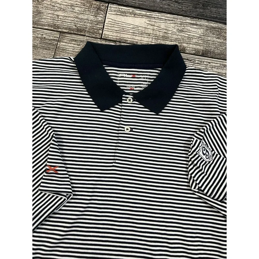 RLX Ralph Lauren Polo Shirt Men's XL Black Stripe Wicking Golf Performance